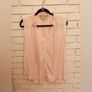 Loft ladies blush colored sleeveless blouse with ties sz medium great condition